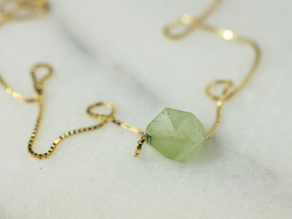 Prehnit halskæde,grøn krystal smykke, krystaller smykker