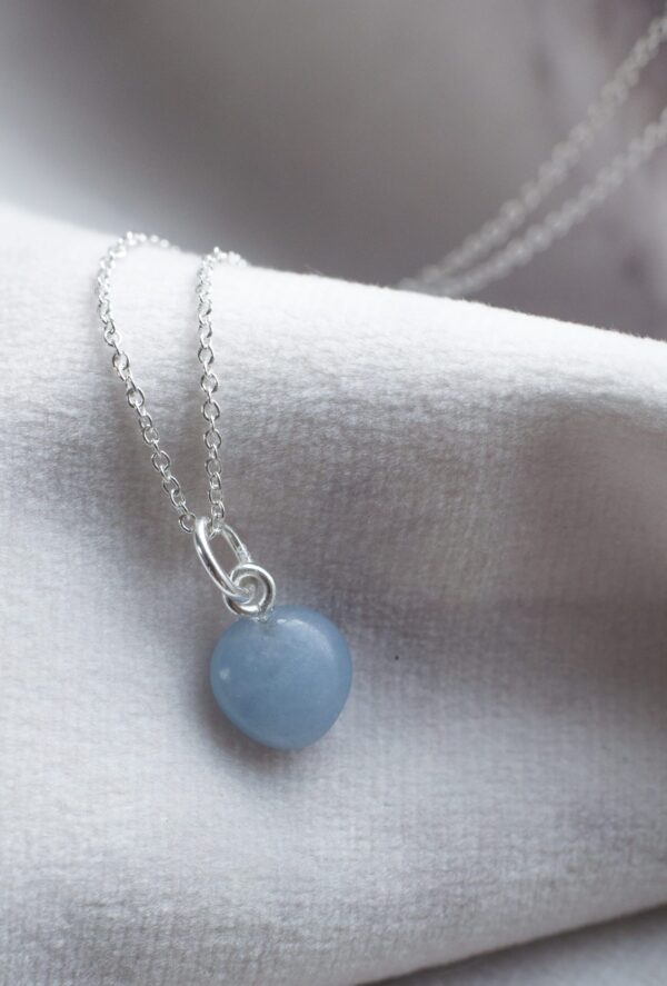 Angelit blå krystal hjerte halskæde, halskæde til barn og mor, sølv hjerte