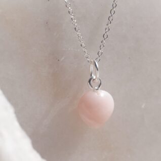 Pink opal hjerte halskæde krystalsmykke, mor barn smykke