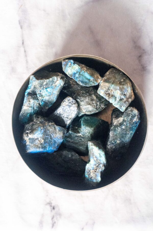 rå labradorite, krystaller, rå krystal