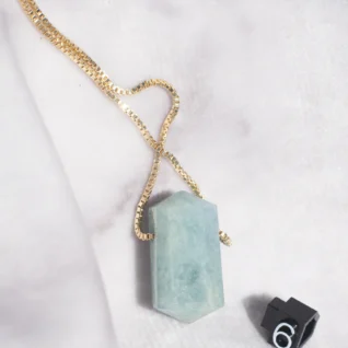Akvamarin halskæde, aquamarine smykke, krystal halskæde