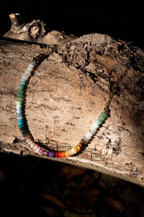 krystal perlekæde, regnbue halskæde, perlekæder