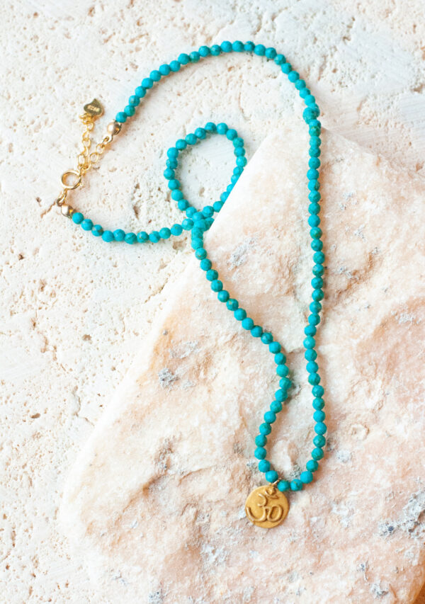 Turquoise halskæde, tyrkis smykke, krystal amulet halskæde