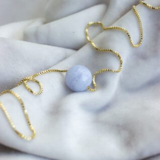 blue lace agat halskæde, blå krystal halskæde