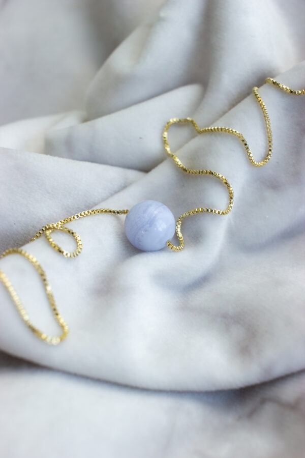 blue lace agat halskæde, blå krystal halskæde